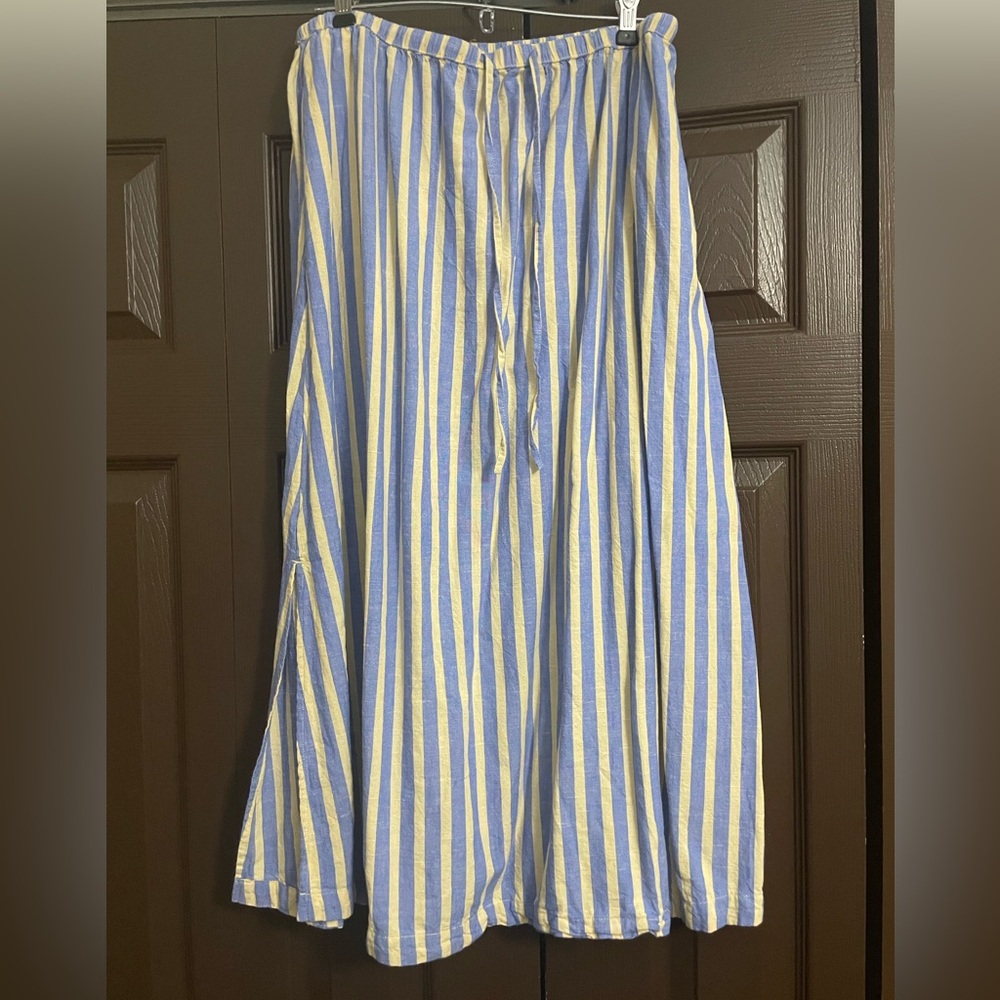 Universal Thread Yellow and Blue Striped Maxi Skirt